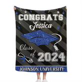 Couverture Félicitations personnalisées Classe de 2024 Glitter Hat Graduation